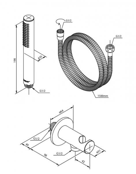 Damixa Silhouet komplet brusesystem til indbygning/loft - Mat sort Damixa Silhouet komplet brusesystem til indbygning/loft - Mat sort