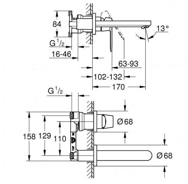 Grohe komplet armatur til indbygning i v&aelig;g - inkl. indbygningsdel - Mat sort