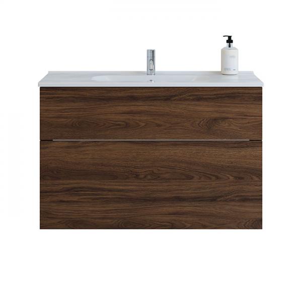 Dansani Luna 101 møbelsæt m/Kantate vask, høj skuffe og indretning - Brun eg Dansani Luna 101 møbelsæt m/Kantate vask, høj skuffe og indretning - Brun eg