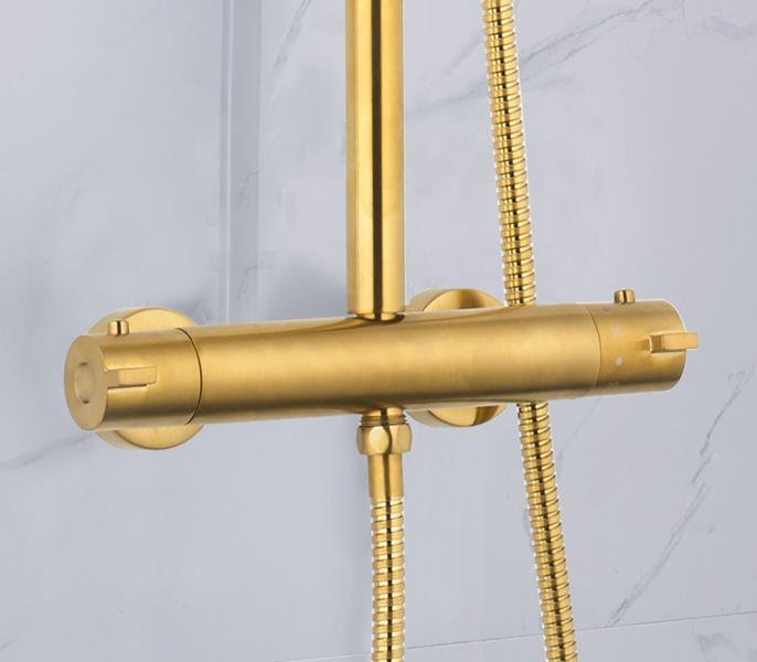 Nortiq komplet brusesystem Ø22 - Børstet messing Nortiq komplet brusesystem Ø22 - Børstet messing