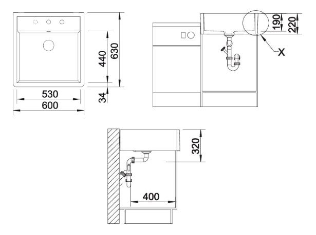 Blanco Panor 60 køkkenvask i porcelæn m/2 hanehuller - Krystalhvid Blanco Panor 60 køkkenvask i porcelæn m/2 hanehuller - Krystalhvid