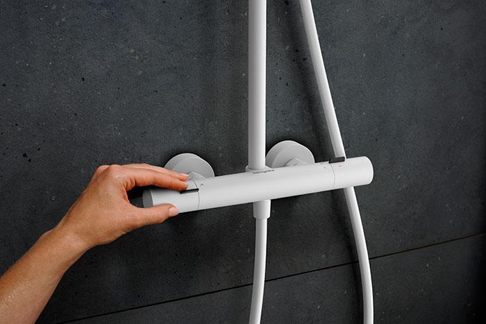 hansgrohe Pulsify S Puro 1jet & Tecturis komplet pakke til badev&aelig;relset - Mat hvid