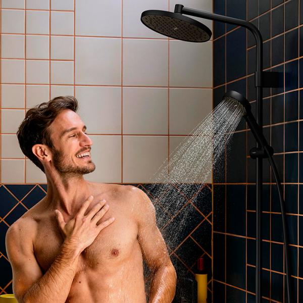 hansgrohe Activera S 240 showerpipe 1jet m/Ecosmart+ og Ecostat Fine Varia - Mat sort